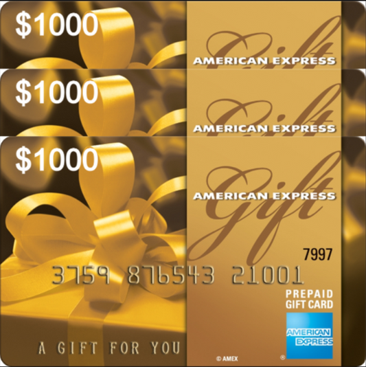 American Express PrePaid Gift Card - $1,000 Balance x3 Cards (Email Delivery)