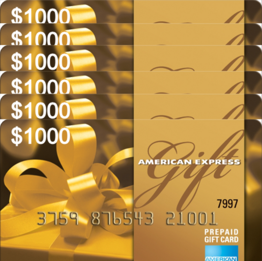 American Express PrePaid Gift Card - $1,000 Balance x6 Cards (Email Delivery)