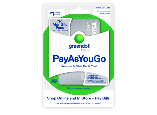 Greendot Loaded Debit Card with Account Balance - (Pay as you go card)